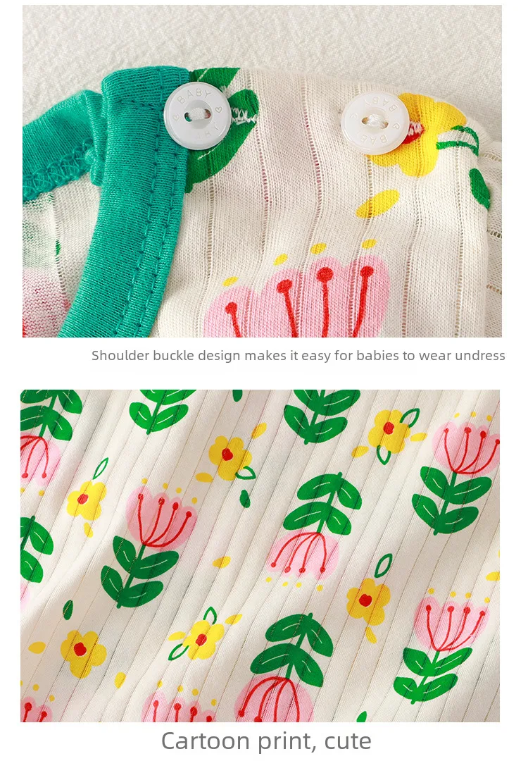 Summer Baby's Short-sleeved Home Clothes Pure Cotton Thin Pajamas Suit Newborn Half-short Top Baby Air-conditioning Clothes Children's Clothing display picture 13