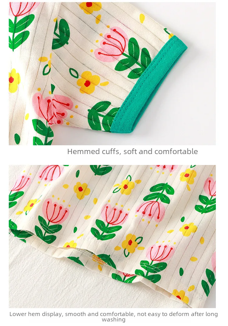 Summer Baby's Short-sleeved Home Clothes Pure Cotton Thin Pajamas Suit Newborn Half-short Top Baby Air-conditioning Clothes Children's Clothing display picture 14