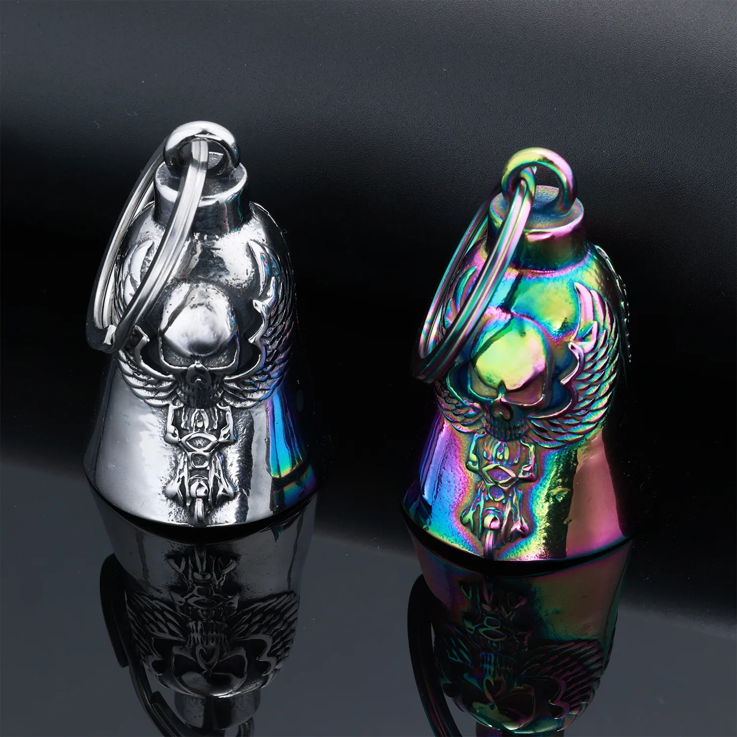 Retro Punk Bell Skull 304 Stainless Steel Keychain display picture 2