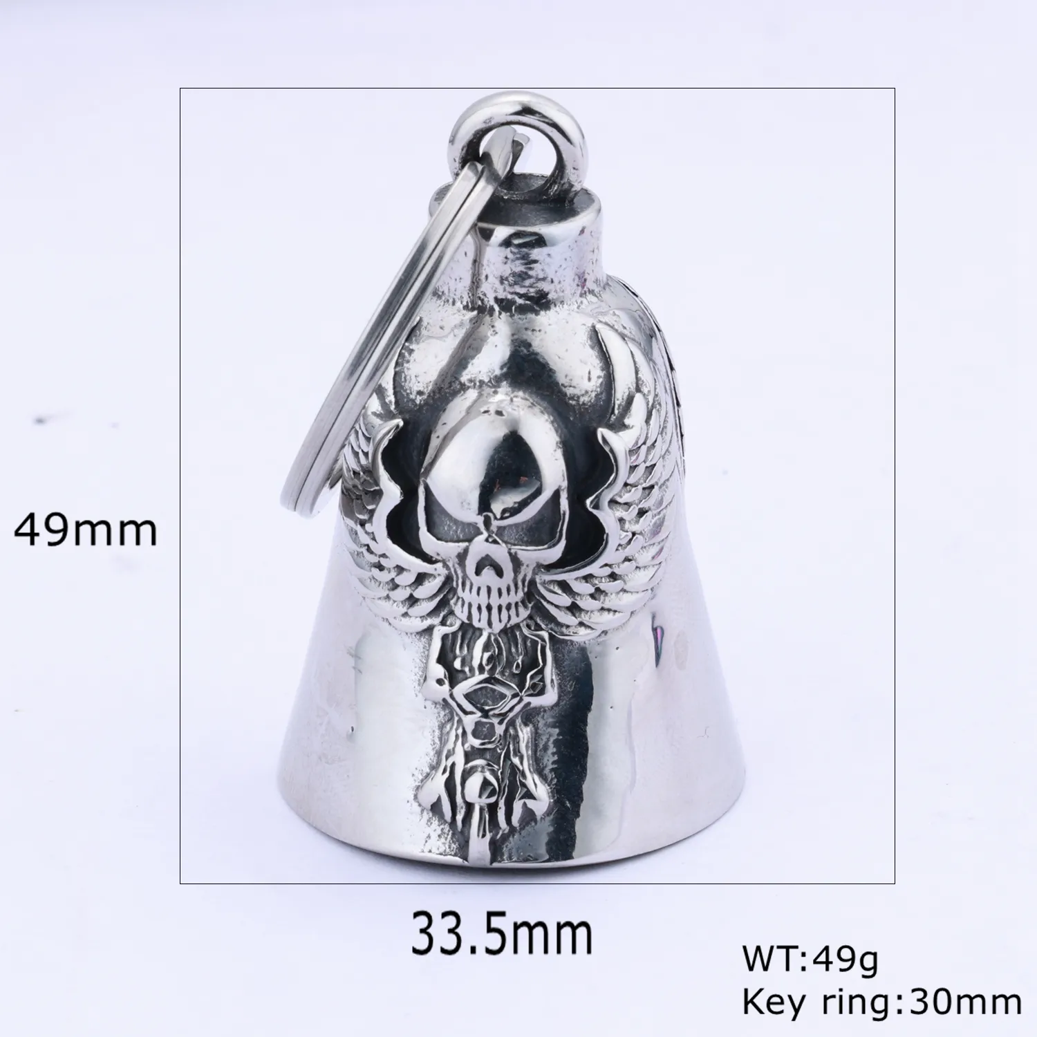 Retro Punk Bell Skull 304 Stainless Steel Keychain display picture 5