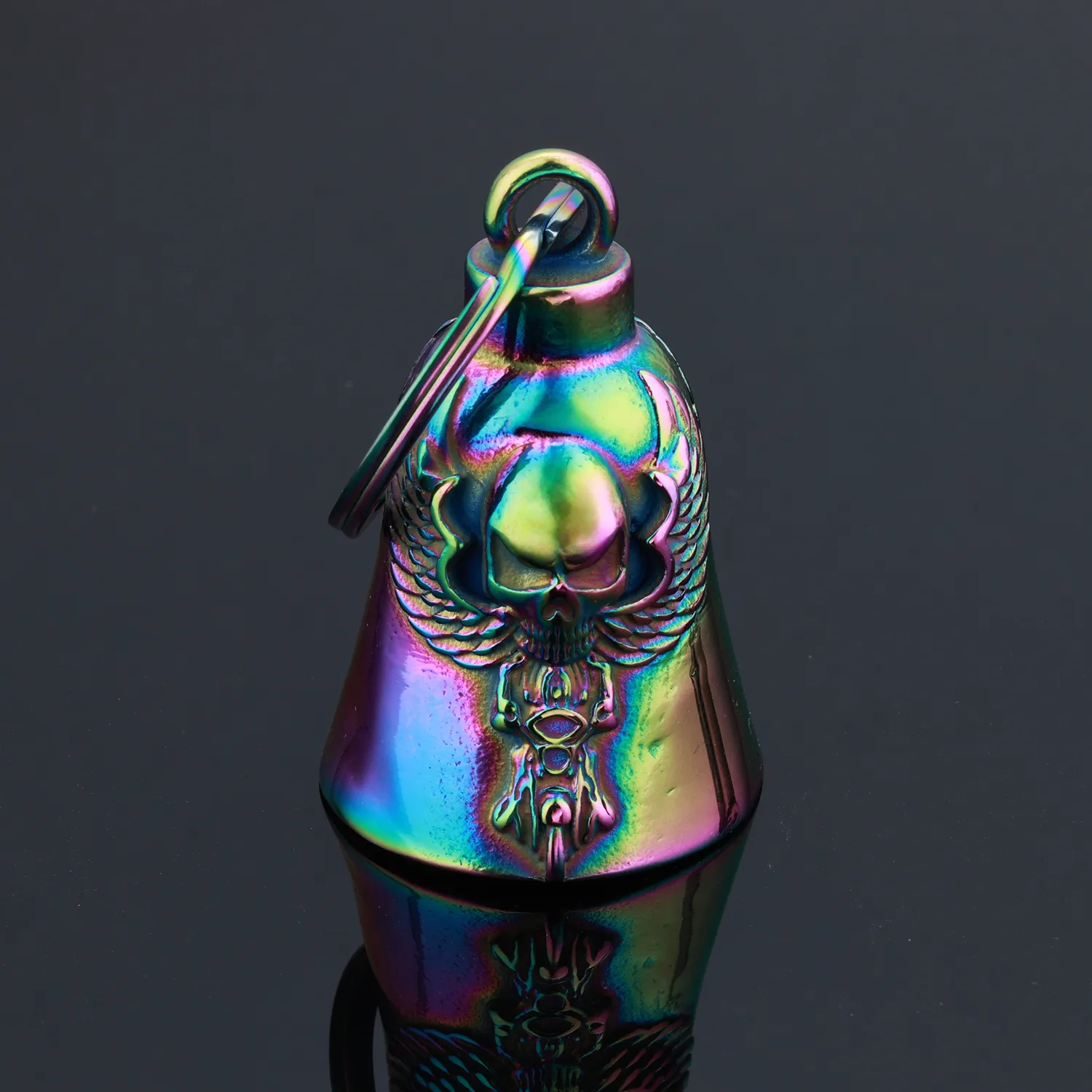 Retro Punk Bell Skull 304 Stainless Steel Keychain display picture 3