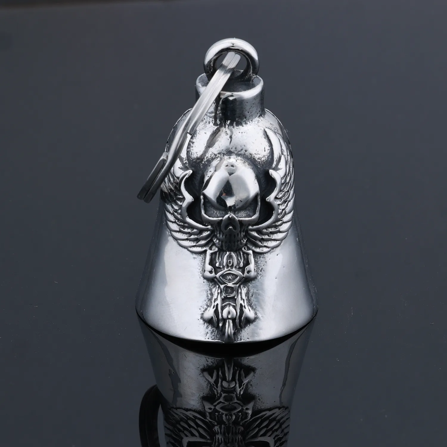 Retro Punk Bell Skull 304 Stainless Steel Keychain display picture 4
