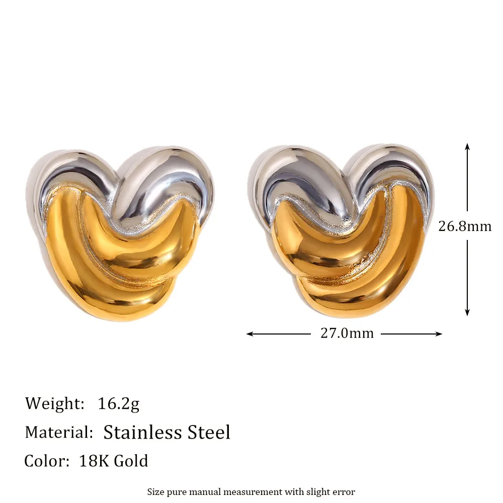 1 Pair Vintage Style Classic Style Heart Shape Mixed Metal Plating 304 Stainless Steel Ear Studs display picture 2