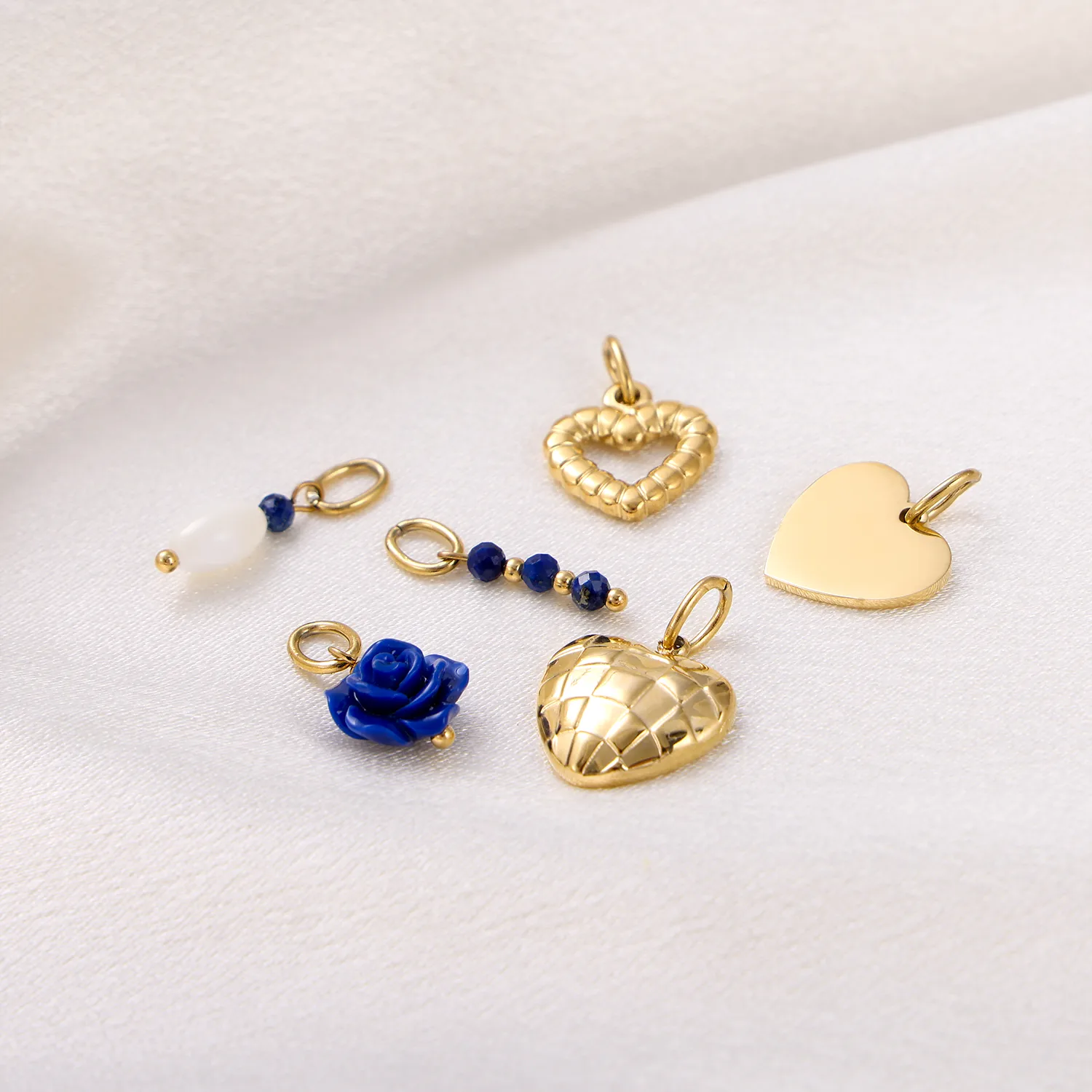 Simple Style Heart Shape Rose Beaded Resin Titanium Steel Inlay Zircon Jewelry Accessories display picture 7