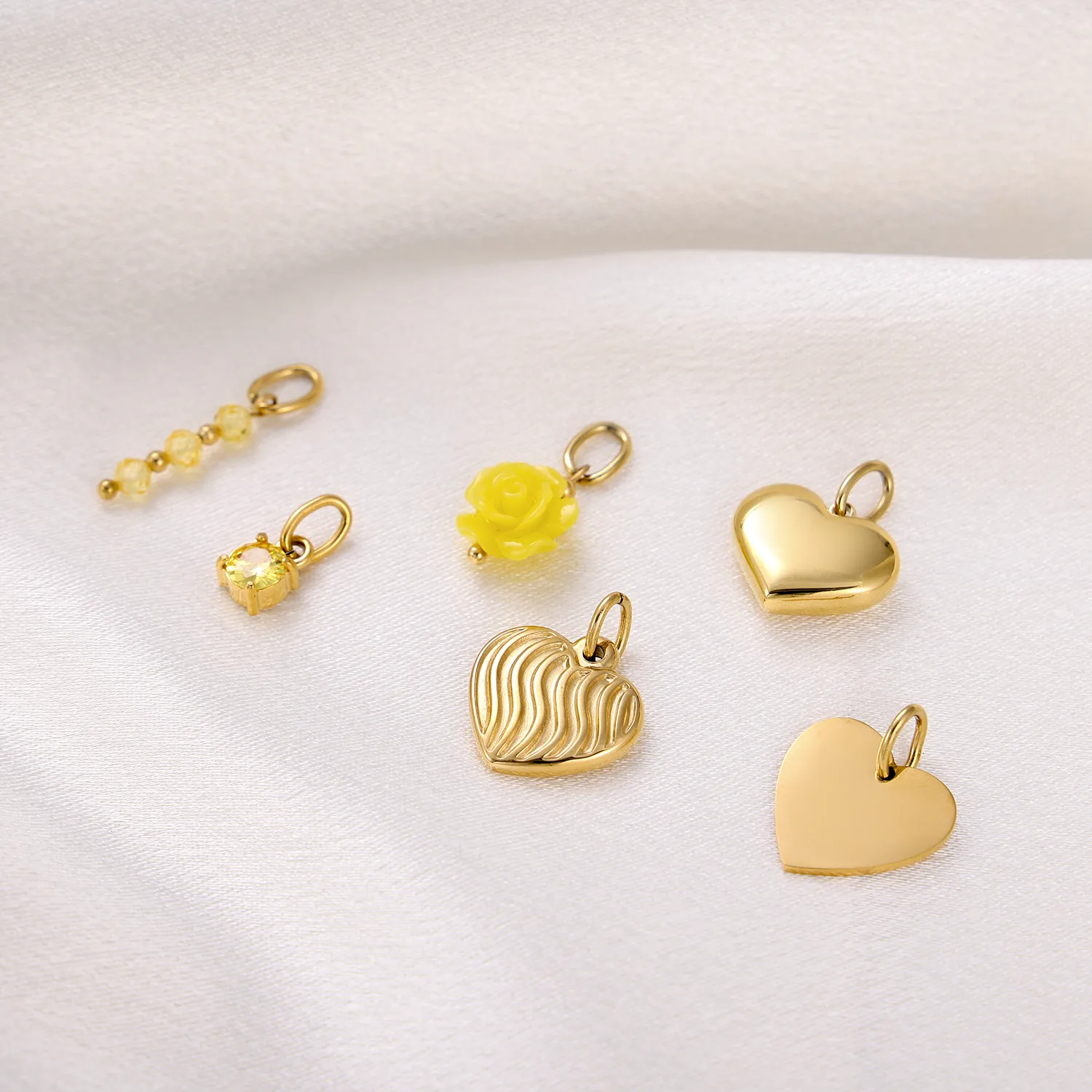 Simple Style Heart Shape Rose Beaded Resin Titanium Steel Inlay Zircon Jewelry Accessories display picture 3