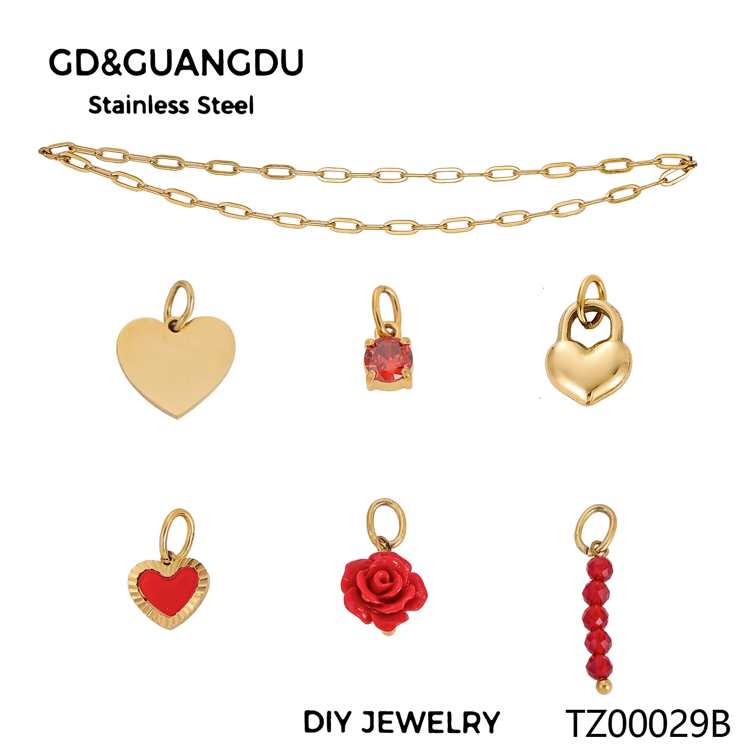 Simple Style Heart Shape Rose Beaded Resin Titanium Steel Inlay Zircon Jewelry Accessories display picture 5