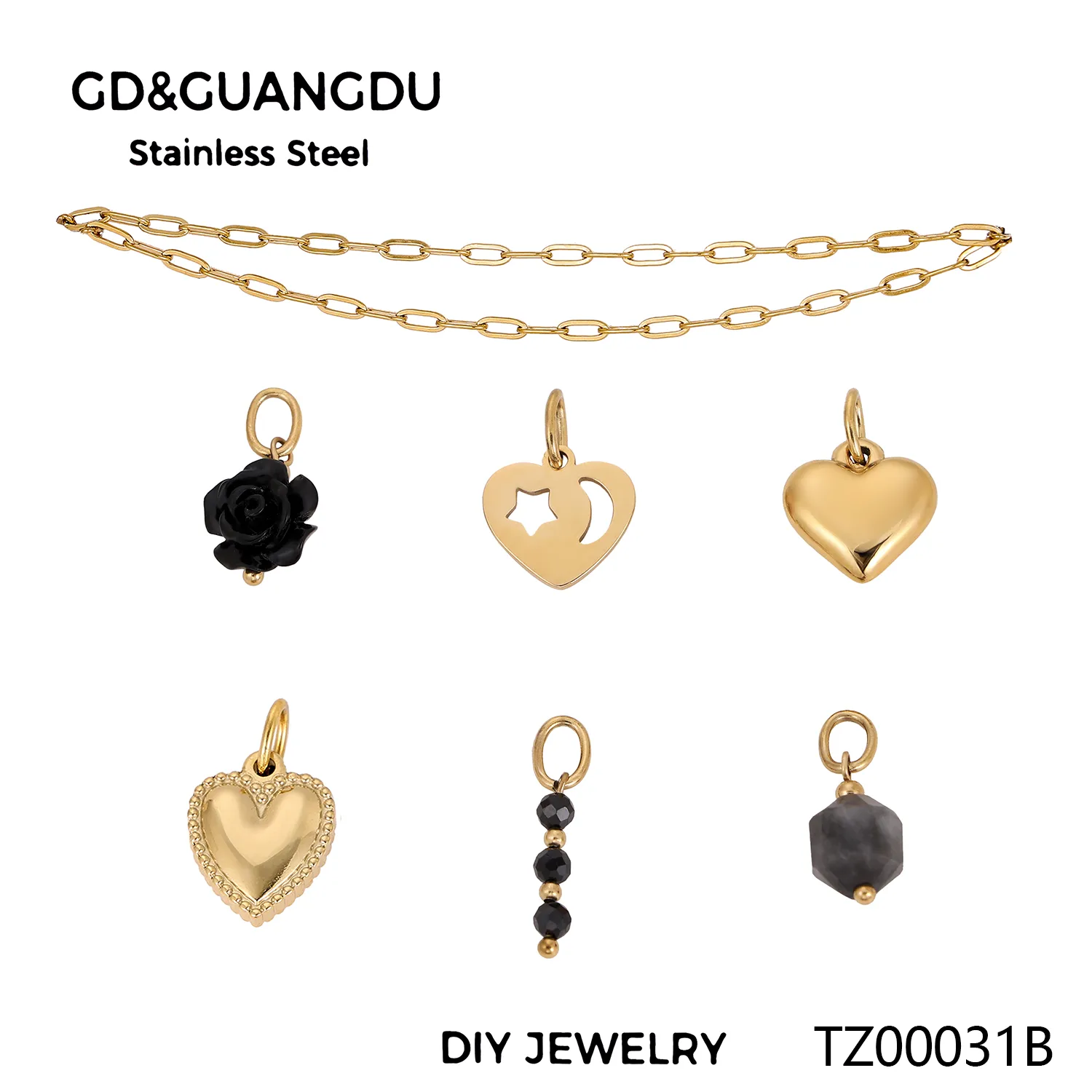Simple Style Heart Shape Rose Beaded Resin Titanium Steel Inlay Zircon Jewelry Accessories display picture 9