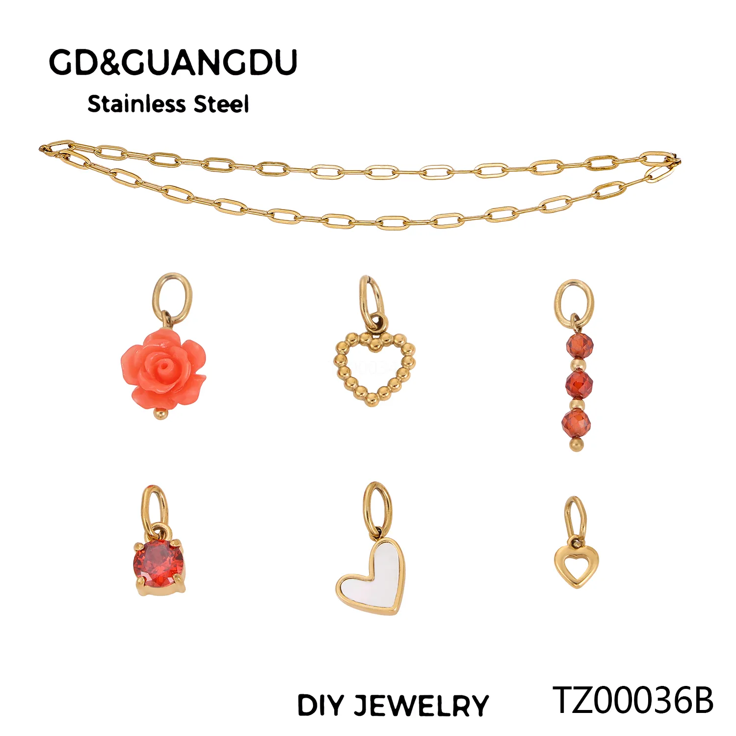 Simple Style Heart Shape Rose Beaded Resin Titanium Steel Inlay Zircon Jewelry Accessories display picture 16