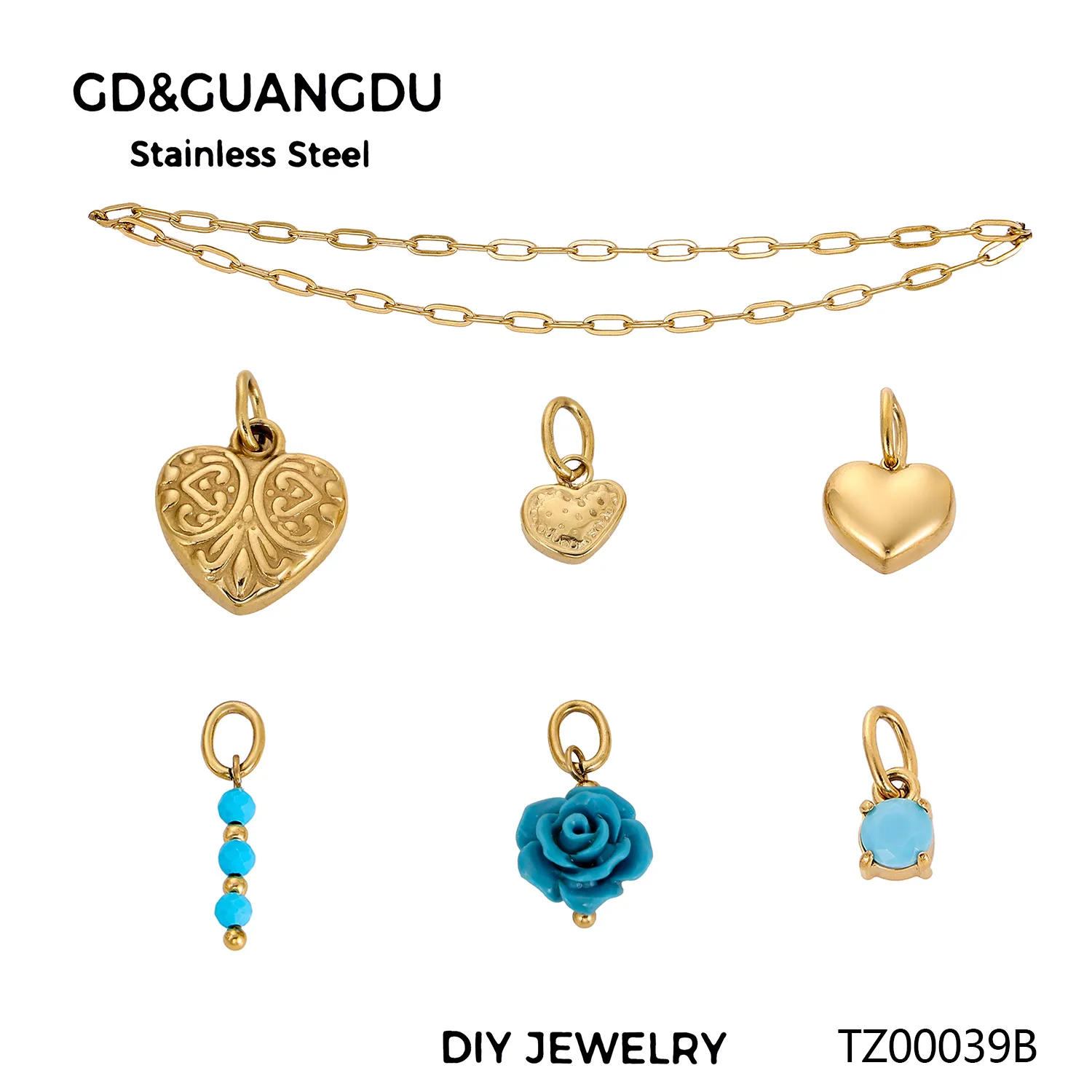 Simple Style Heart Shape Rose Beaded Resin Titanium Steel Inlay Zircon Jewelry Accessories display picture 19