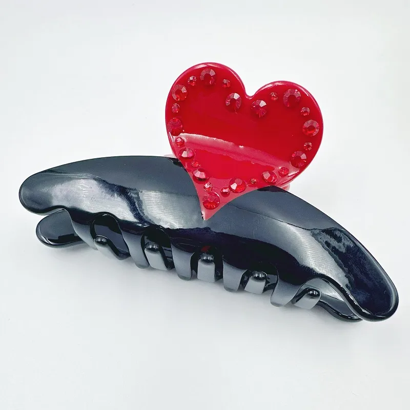 Women's Elegant Sweet Heart Shape Acetic Acid Sheets Rhinestones Hair Claws display picture 6