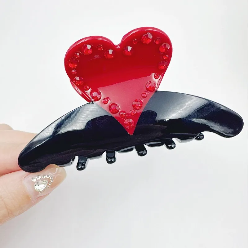 Women's Elegant Sweet Heart Shape Acetic Acid Sheets Rhinestones Hair Claws display picture 4