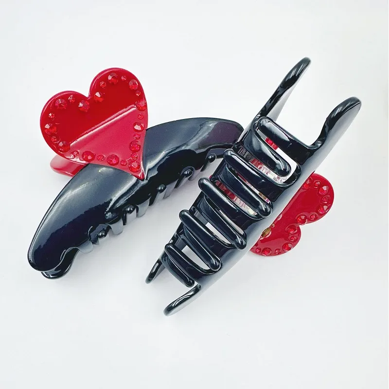 Women's Elegant Sweet Heart Shape Acetic Acid Sheets Rhinestones Hair Claws display picture 5