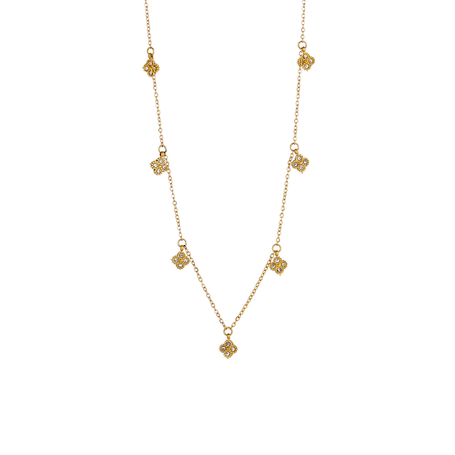 Simple Style Geometric Titanium Steel Beaded Plating Inlay Natural Stone Zircon Women's Necklace display picture 14