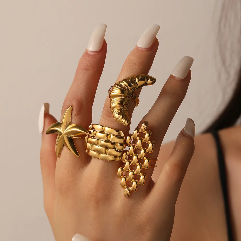 Elegant Classic Style Geometric Star Moon 304 Stainless Steel Unisex Open Rings display picture 1