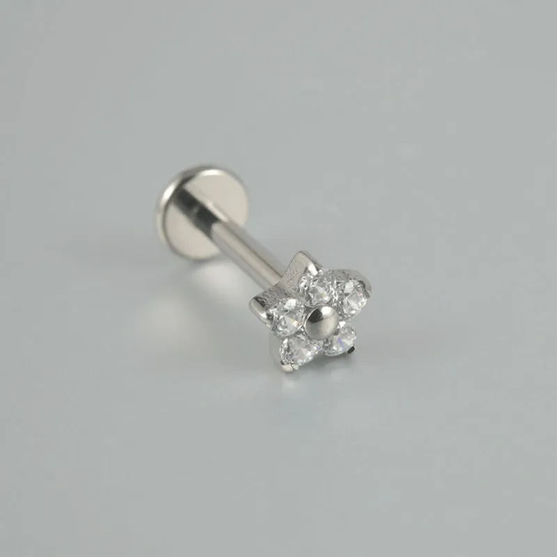 Simple Style Classic Style Flower Bee Titanium Alloy Plating Inlay Zircon 14K Gold Plated White Gold Plated Unisex Lip Stud Ear Studs display picture 1