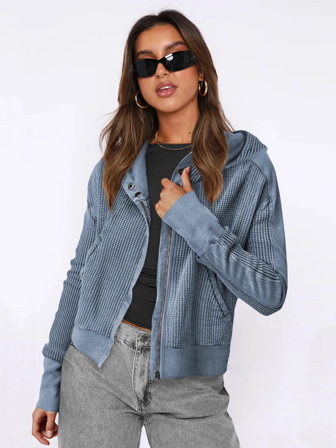 Explosions Sweater Zipper Button Long Sleeve Loose Casual Top Autumn And Winter Fashion Brand All-match Hoodie display picture 39