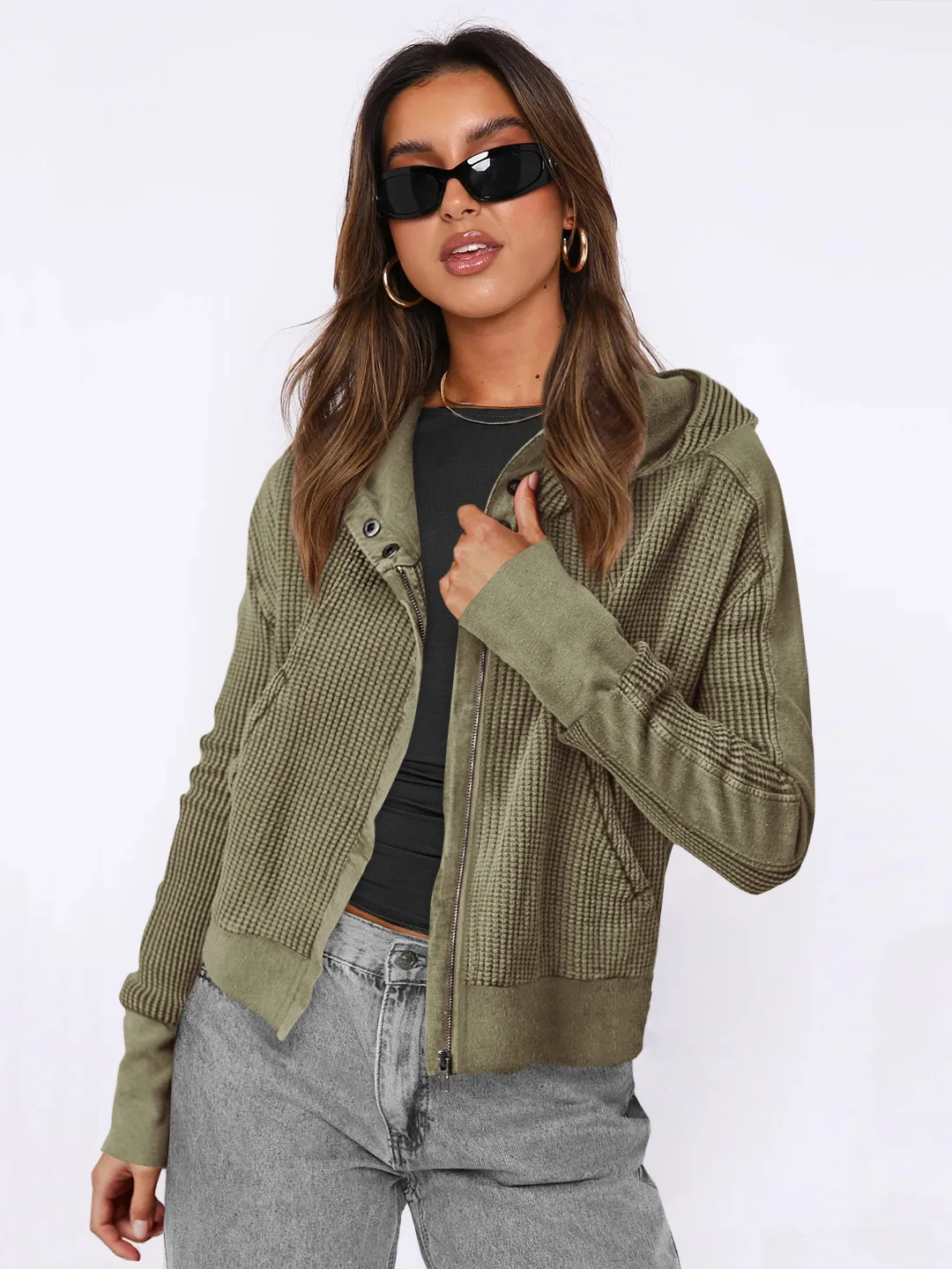 Explosions Sweater Zipper Button Long Sleeve Loose Casual Top Autumn And Winter Fashion Brand All-match Hoodie display picture 31