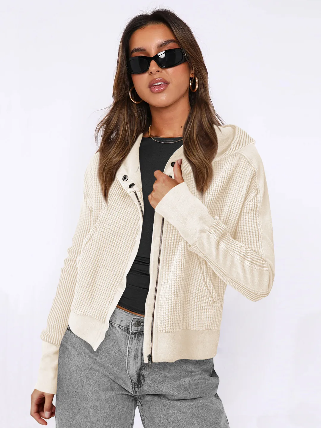 Explosions Sweater Zipper Button Long Sleeve Loose Casual Top Autumn And Winter Fashion Brand All-match Hoodie display picture 16