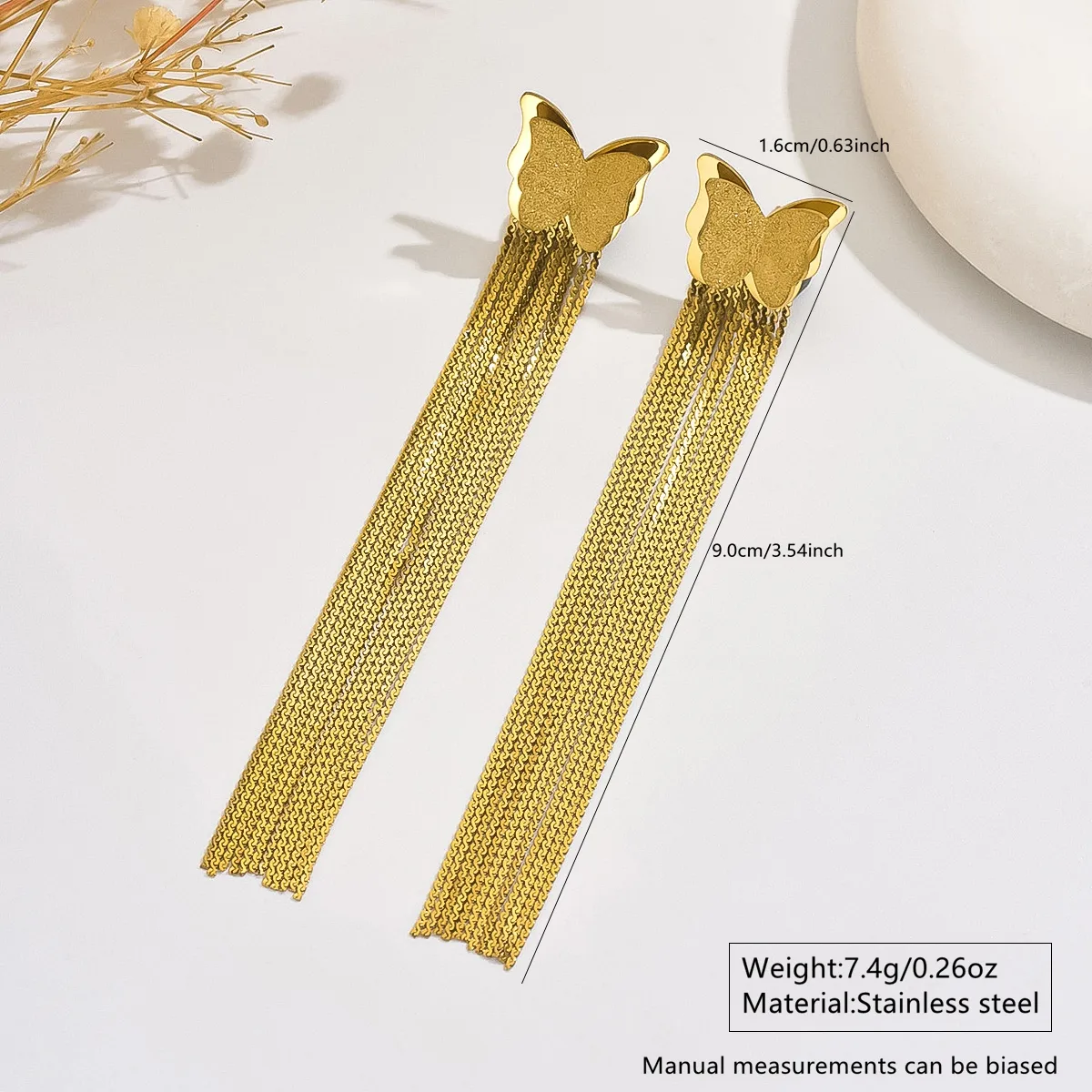 1 Pair Classic Style Butterfly 304 Stainless Steel 18K Gold Plated Drop Earrings display picture 4