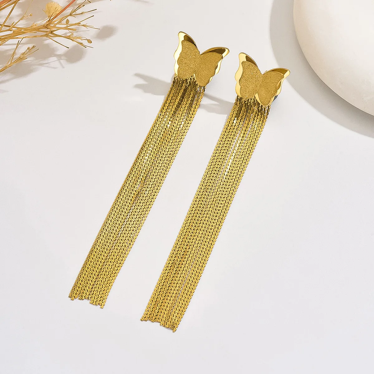 1 Pair Classic Style Butterfly 304 Stainless Steel 18K Gold Plated Drop Earrings display picture 3