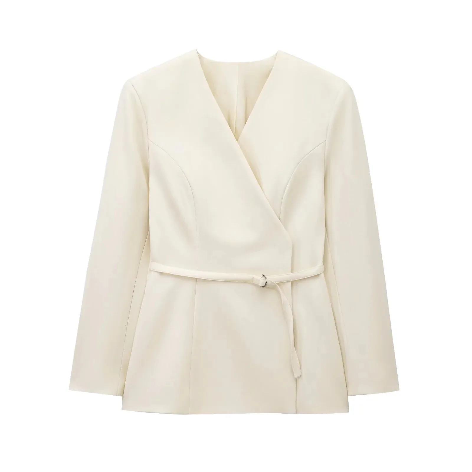 Women's Elegant Solid Color Belt Tie Blazer display picture 4