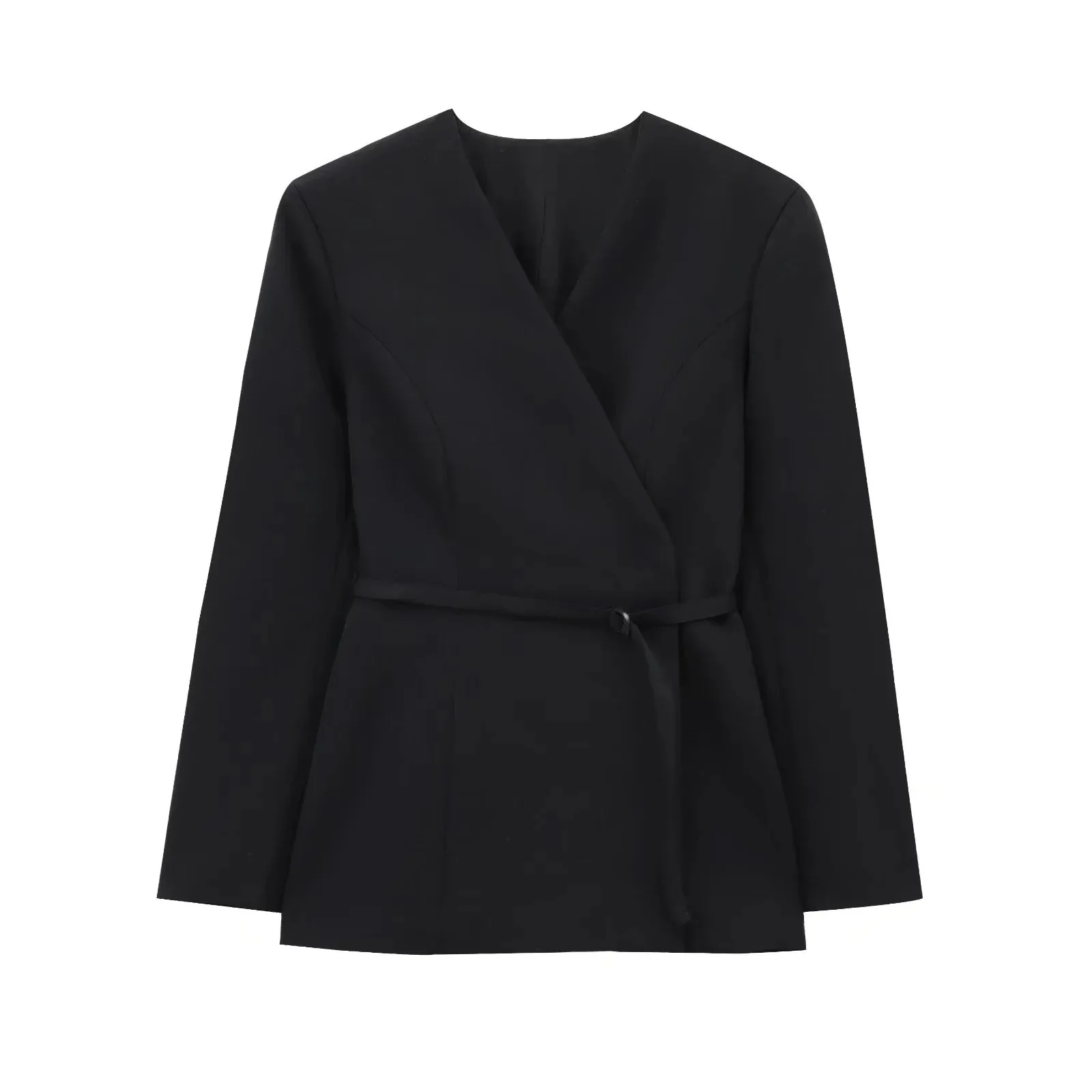 Women's Elegant Solid Color Belt Tie Blazer display picture 3