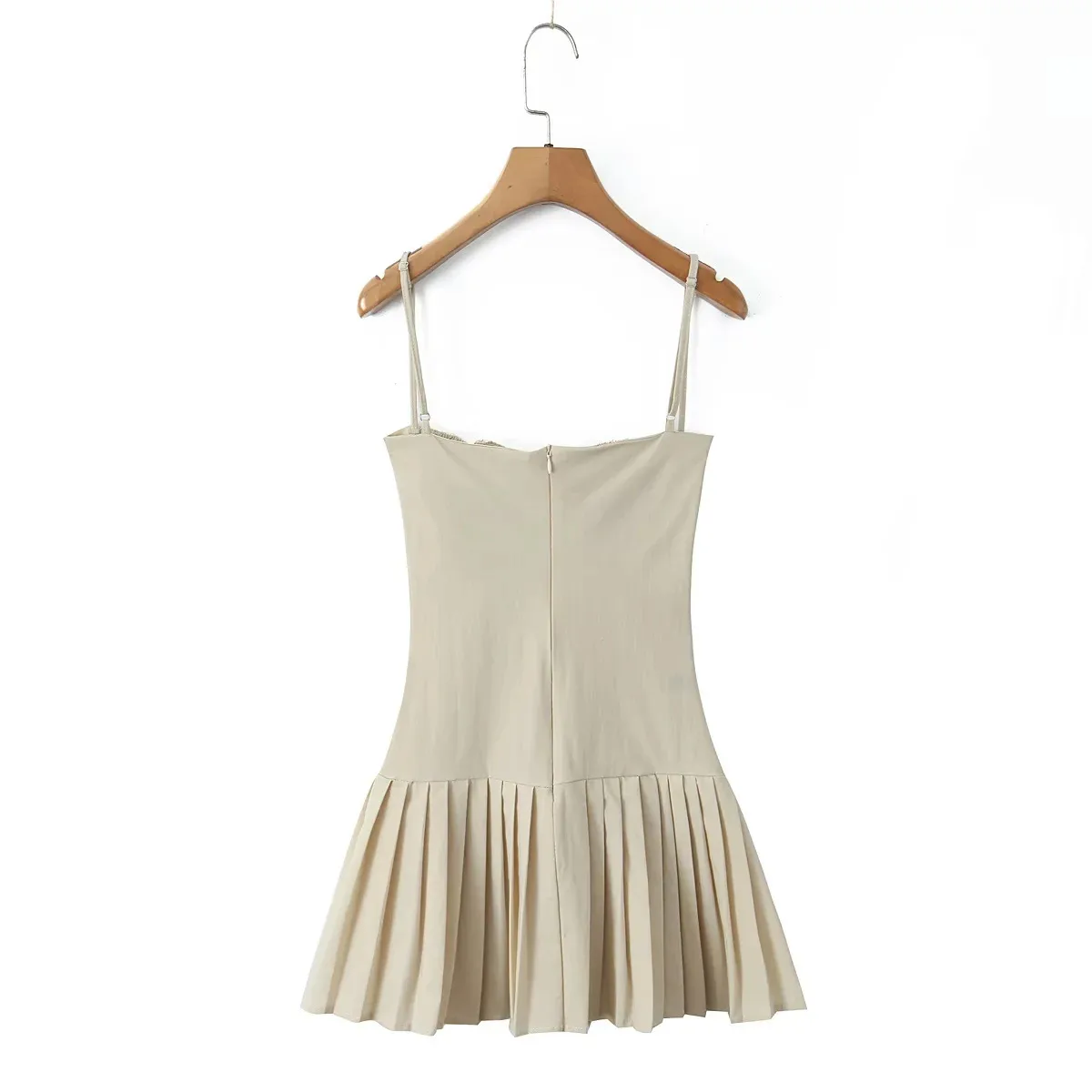 Women's Sheath Dress Elegant Strap Pleated Backless Sleeveless Solid Color Above Knee Holiday display picture 6