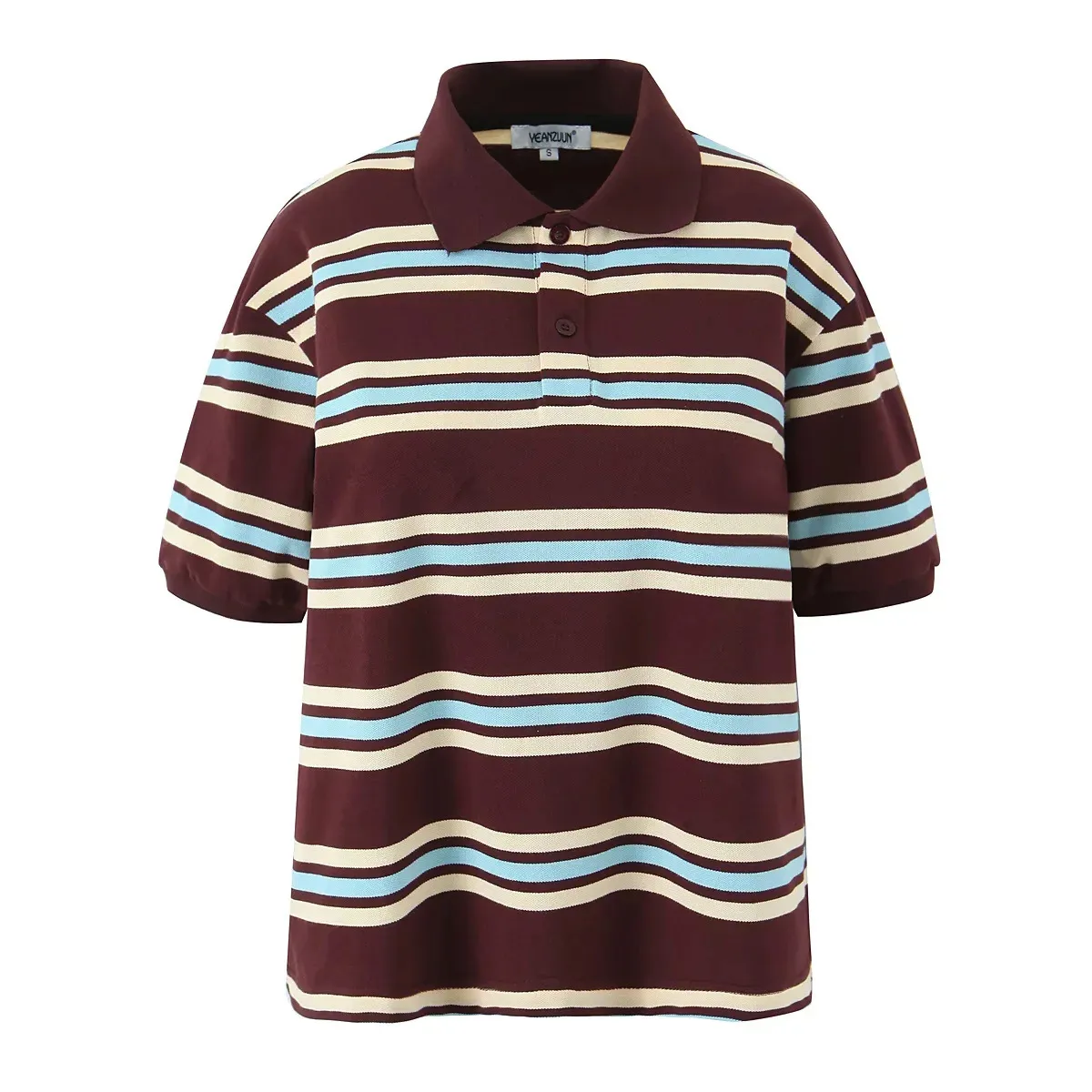 Women's Short Sleeve T-Shirts Buckle Casual Stripe display picture 2