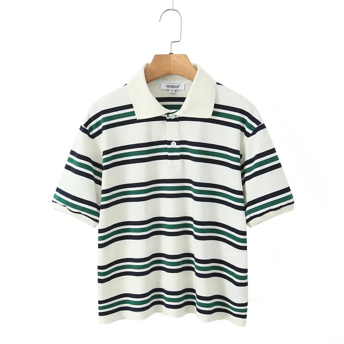 Women's Short Sleeve T-Shirts Buckle Casual Stripe display picture 4