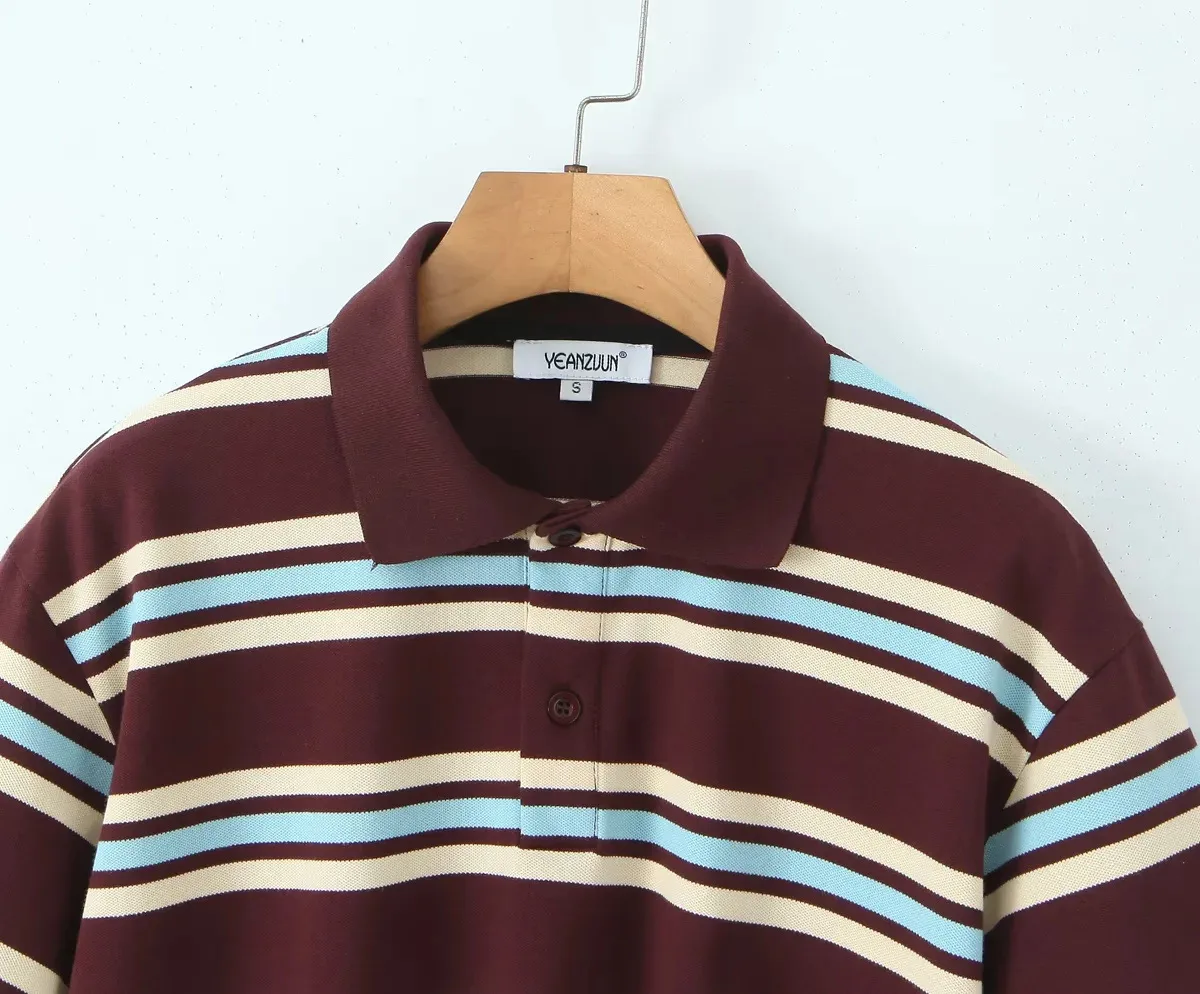 Women's Short Sleeve T-Shirts Buckle Casual Stripe display picture 8