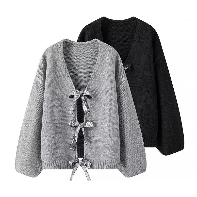 Women's Sweater Long Sleeve Sweaters & Cardigans Vacation Simple Style Bow Knot display picture 1