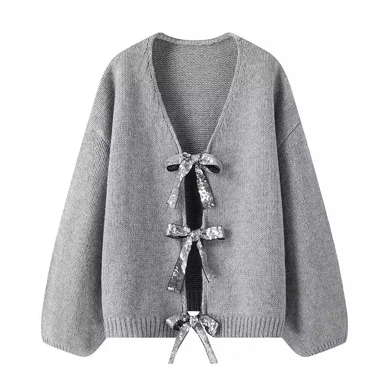 Women's Sweater Long Sleeve Sweaters & Cardigans Vacation Simple Style Bow Knot display picture 2