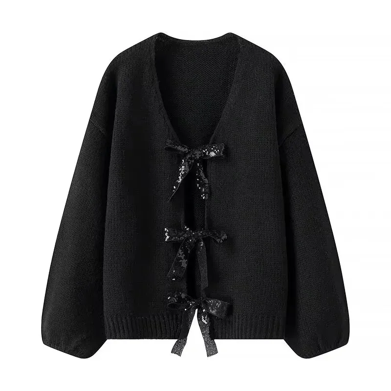 Women's Sweater Long Sleeve Sweaters & Cardigans Vacation Simple Style Bow Knot display picture 4