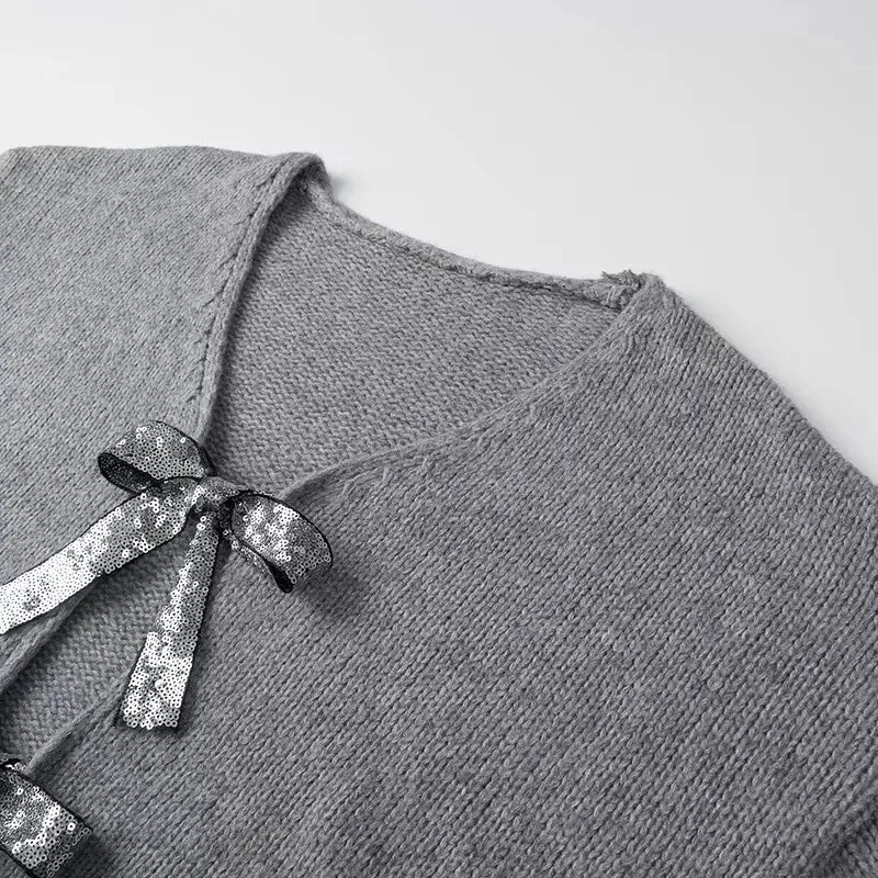 Women's Sweater Long Sleeve Sweaters & Cardigans Vacation Simple Style Bow Knot display picture 11
