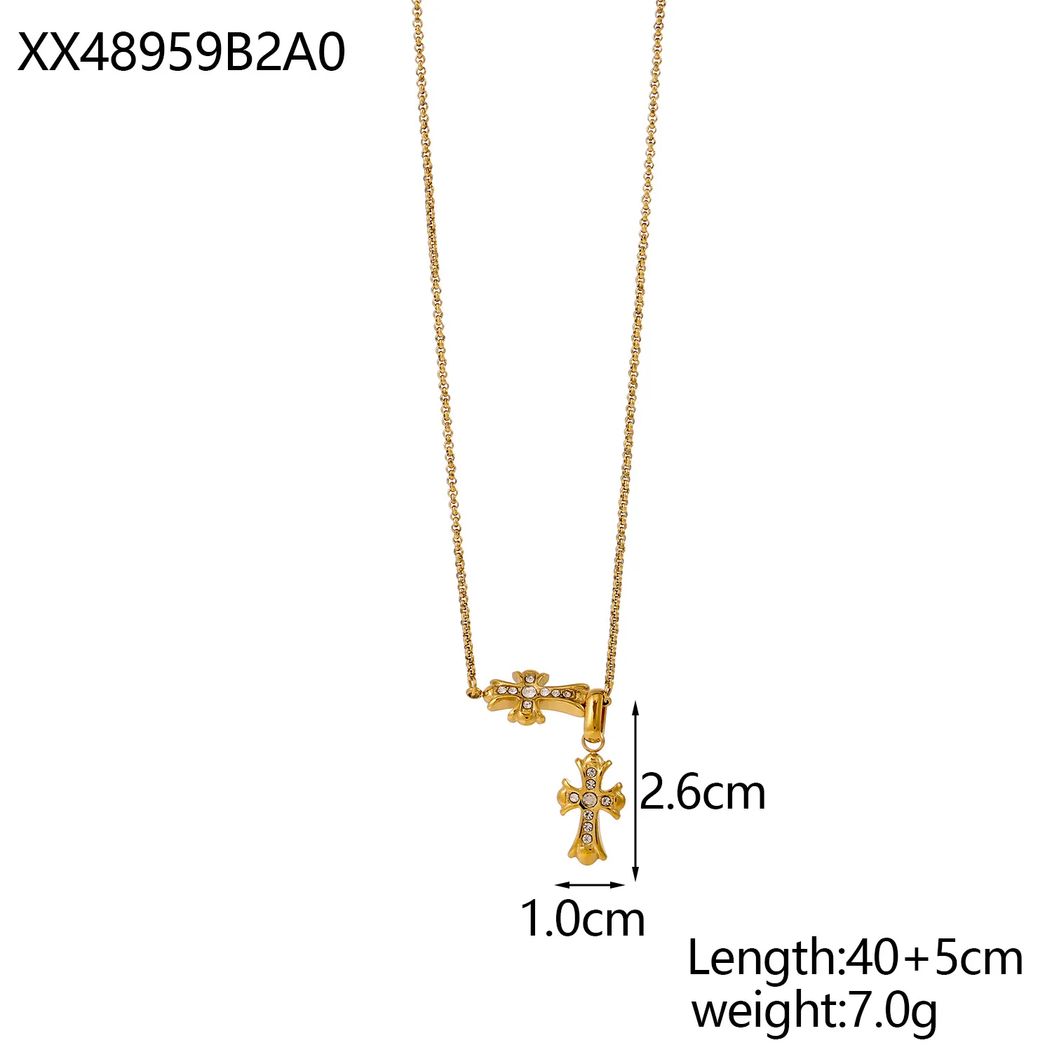 Simple Style Cross Titanium Steel Plating Inlay Zircon Women's Pendant Necklace display picture 7