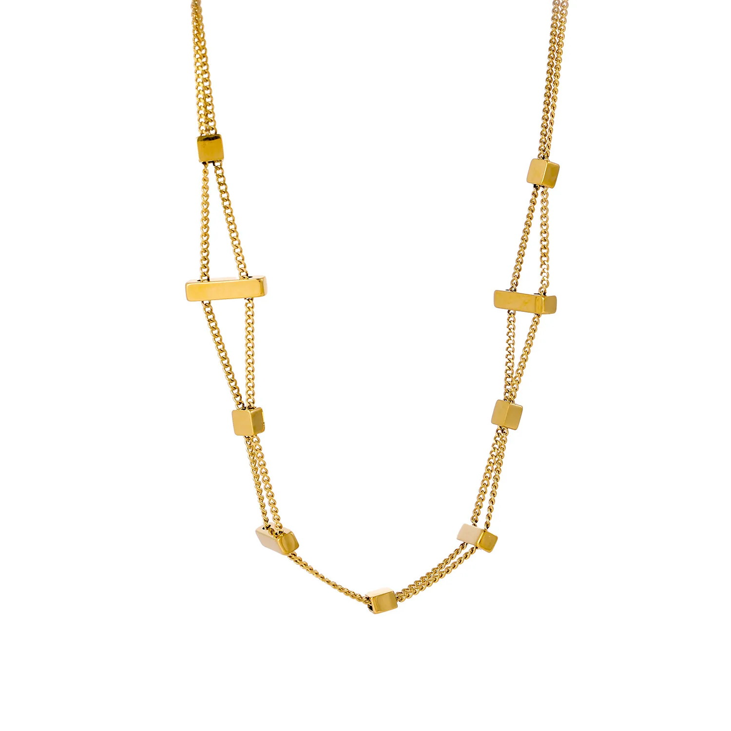 Simple Style Geometric Titanium Steel Beaded Plating Inlay Zircon Women's Necklace display picture 9