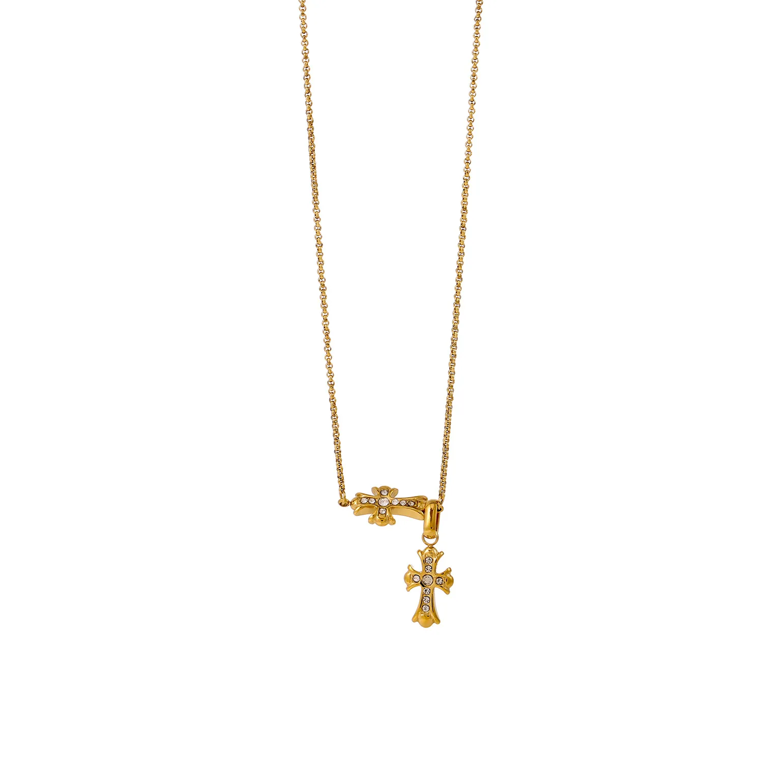 Simple Style Cross Titanium Steel Plating Inlay Zircon Women's Pendant Necklace display picture 6