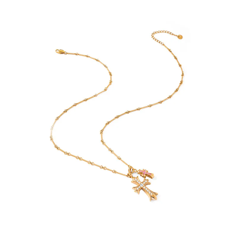 Simple Style Cross Titanium Steel Plating Inlay Zircon Women's Pendant Necklace display picture 8