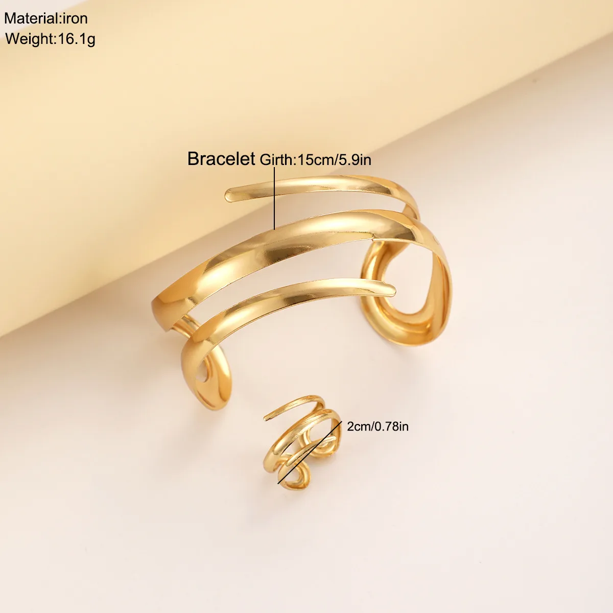 Casual Simple Style Geometric Alloy Women's Rings Plain Bracelet display picture 2
