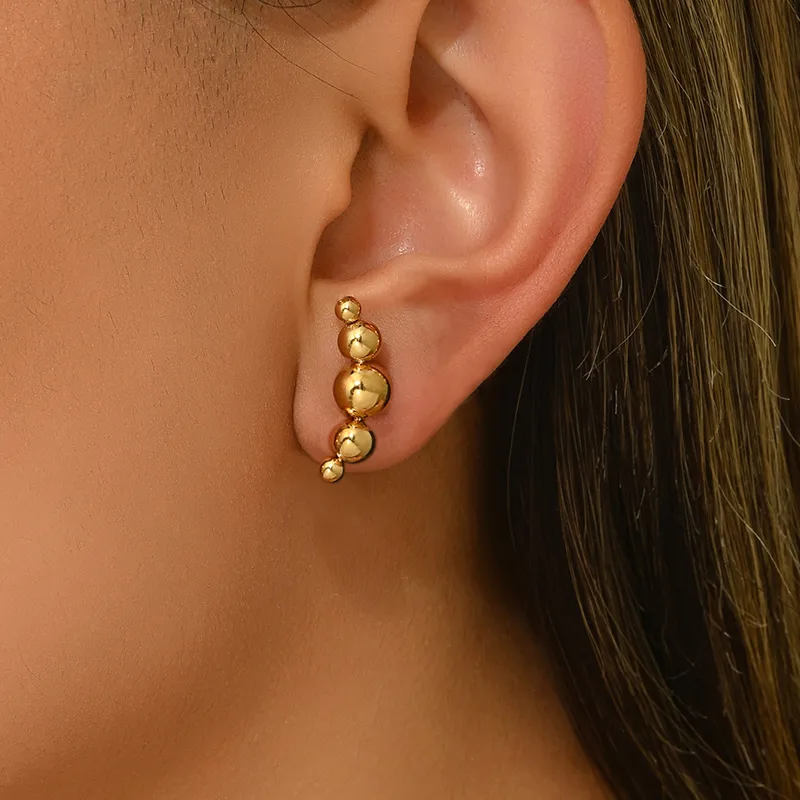 1 Set Classic Style Geometric Beads 304 Stainless Steel 18K Gold Plated Ear Studs display picture 3