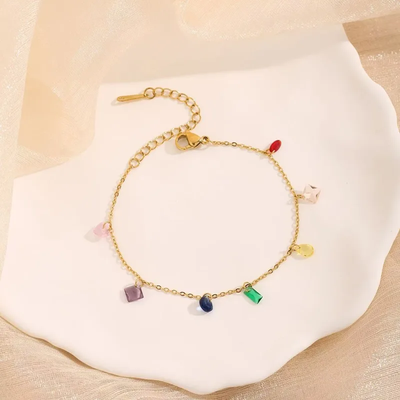 Retro French Style Simple Style Geometric 304 Stainless Steel 18K Gold Plated Women's Anklet Necklace Jewelry Set display picture 7