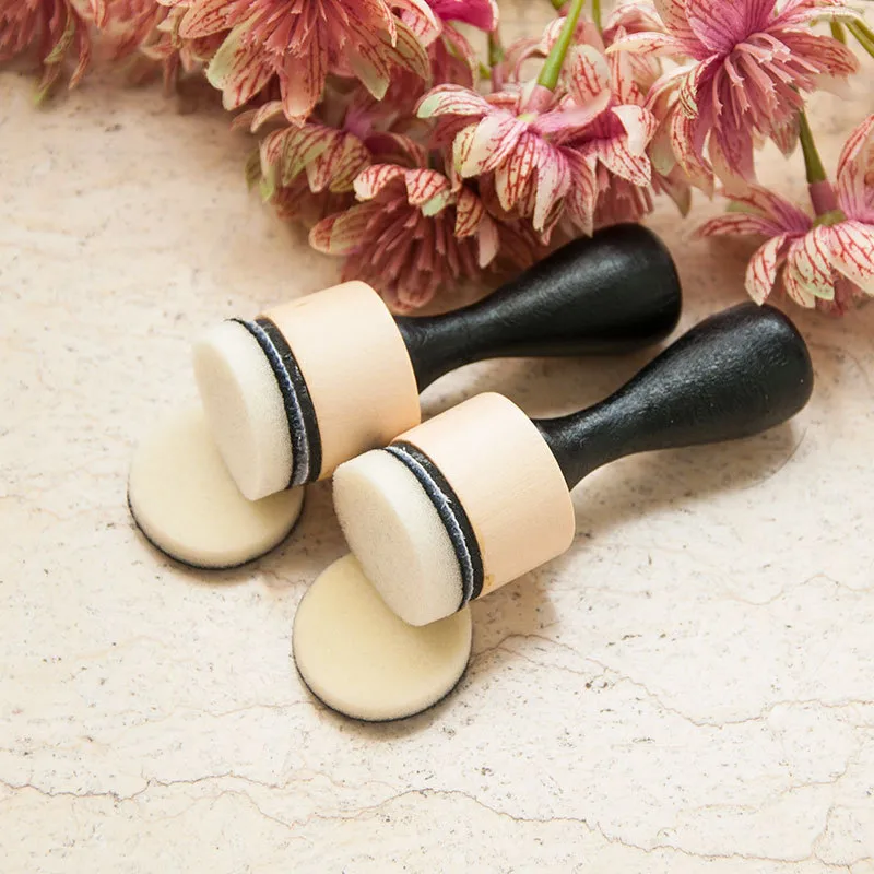 Circular Head Wooden Handle Stamp Pad Auxiliary Tools Color Brush Sponge Brush Tl012 Office Stamp/ink/creative Stamp/ink display picture 1