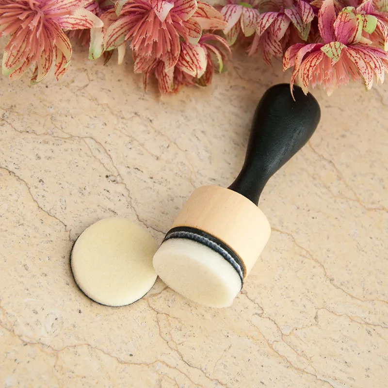 Circular Head Wooden Handle Stamp Pad Auxiliary Tools Color Brush Sponge Brush Tl012 Office Stamp/ink/creative Stamp/ink display picture 2