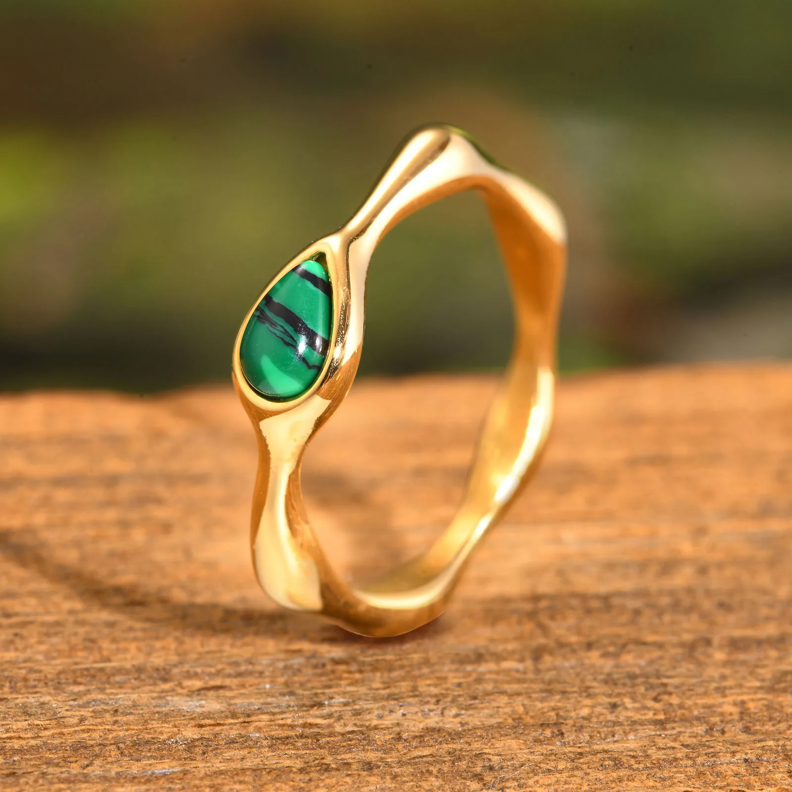 Wholesale Jewelry IG Style Water Droplets 304 Stainless Steel 18K Gold Plated Rings display picture 4