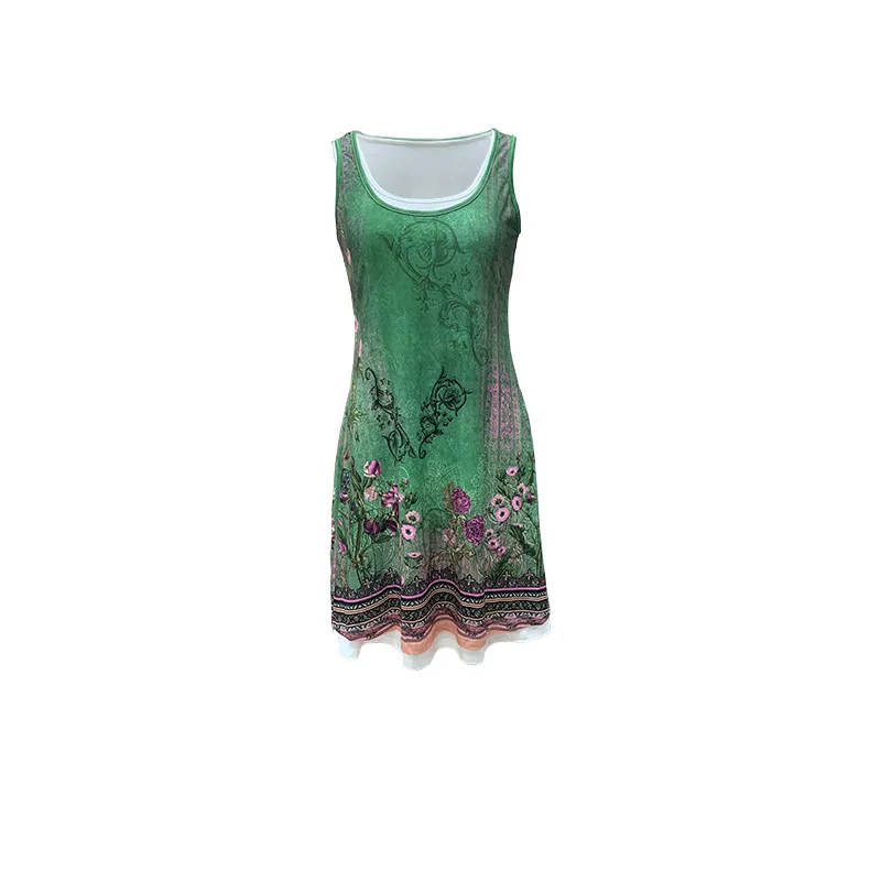 Women's Sheath Dress Vacation Simple Style U Neck Sleeveless Color Block Midi Dress Holiday display picture 3