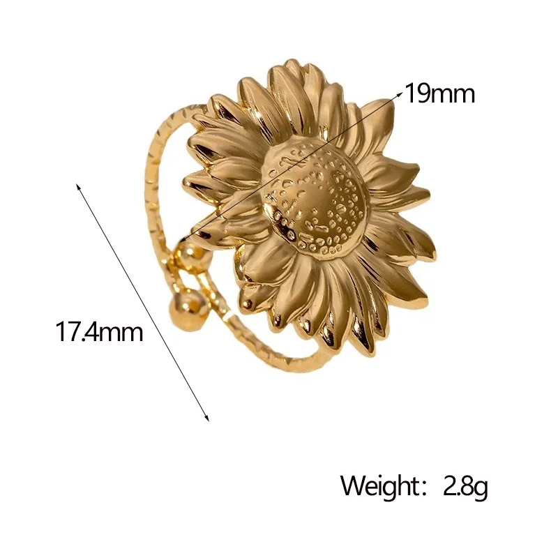 Elegant Vacation Simple Style Flower 304 Stainless Steel 18K Gold Plated Women's Open Rings display picture 1