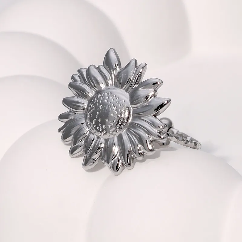 Elegant Vacation Simple Style Flower 304 Stainless Steel 18K Gold Plated Women's Open Rings display picture 5