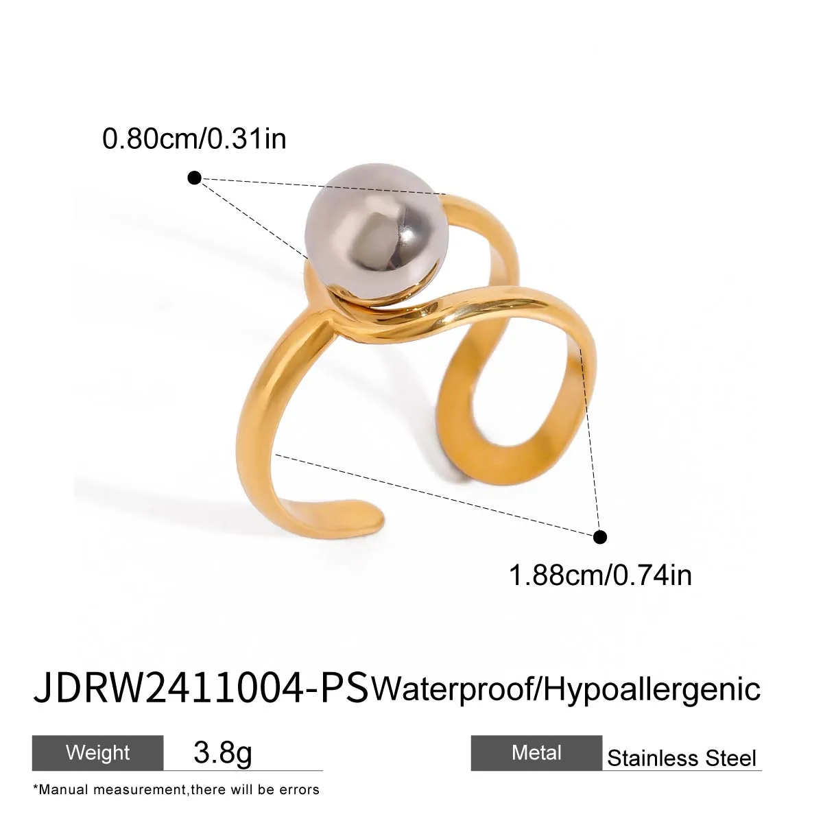 Wholesale Jewelry Simple Style Classic Style Geometric 304 Stainless Steel Mixed Metal Open Rings display picture 1