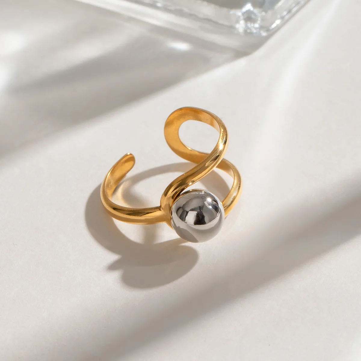 Wholesale Jewelry Simple Style Classic Style Geometric 304 Stainless Steel Mixed Metal Open Rings display picture 4