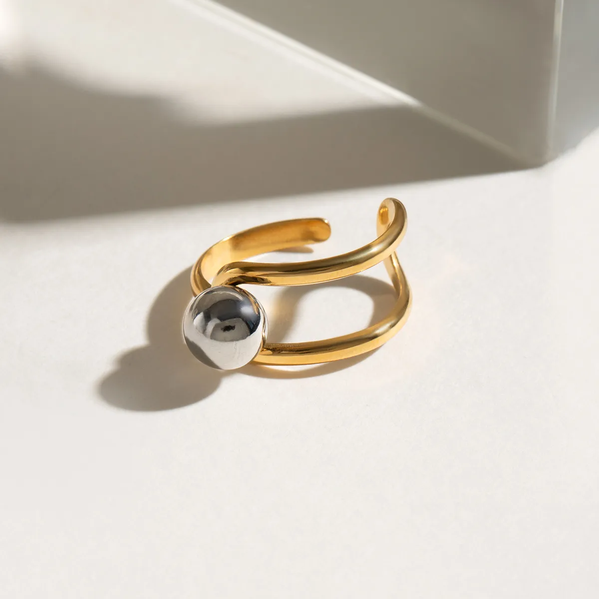 Wholesale Jewelry Simple Style Classic Style Geometric 304 Stainless Steel Mixed Metal Open Rings display picture 5